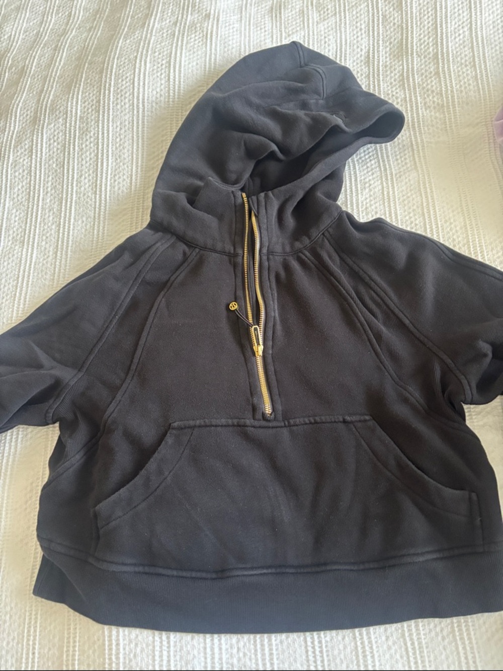 lululemon scuba Black Half-Zip Hooded Sweatshirt with Gold Hardware